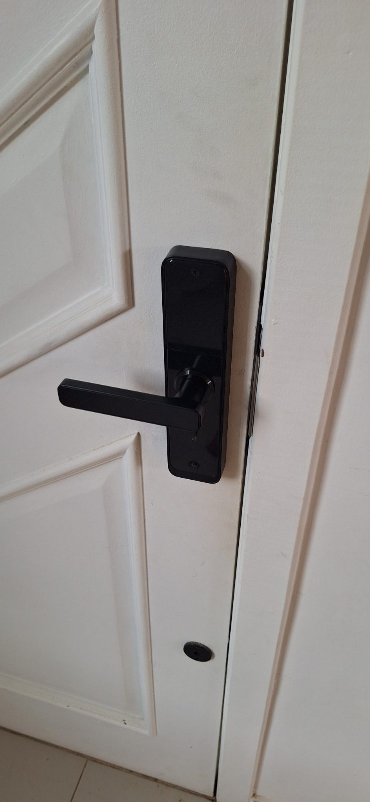 Fechadura digital instalada em porta residencial pela DGL Serviços e Reparos, em Brasília