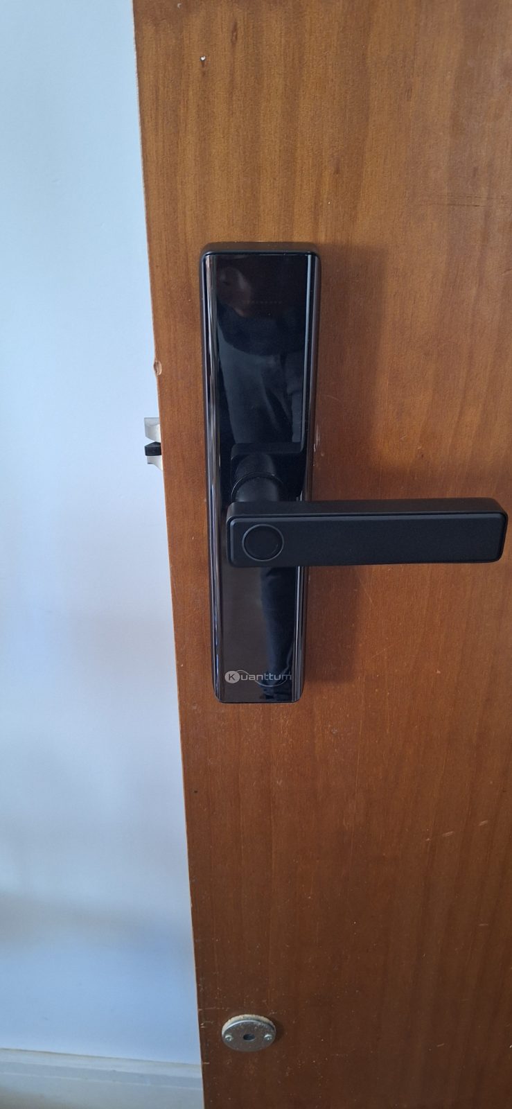 Fechadura digital instalada em porta residencial pela DGL Serviços e Reparos, em Brasília